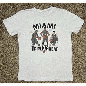 Homage Miami Heat Triple Threat T Shirt Md 20 X 27 Gray Short Sleeve